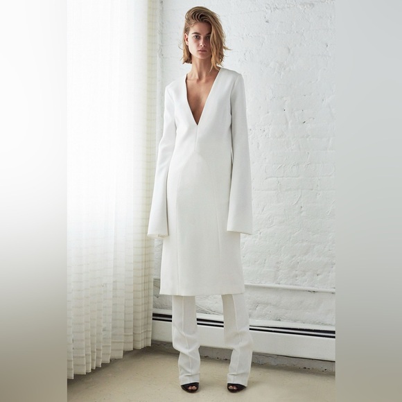 Ellery Dresses & Skirts - Ellery White Crepe Resort Midi Wide Bell Sleeve Dress NWT M/L $1495 Retail